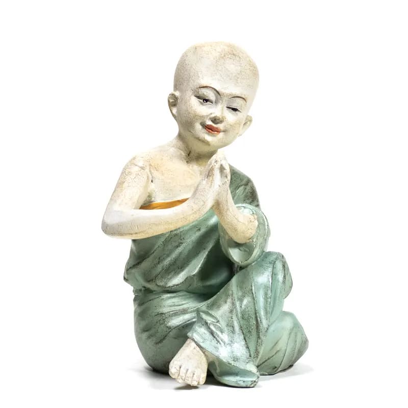 Yoga Mönch Figur in Orange / Grau / Grün