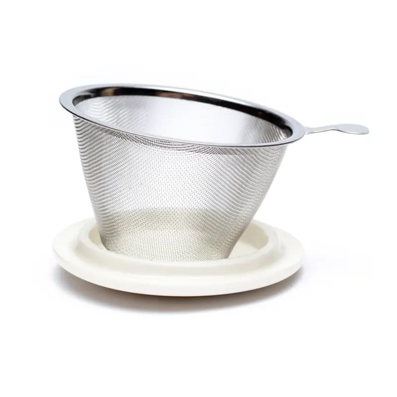 Weißes Mandala - Teetasse mit Sieb