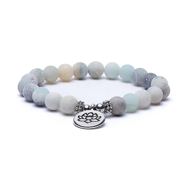 Mala/Armband Amazonitperlen - elastisch - mit Lotus
