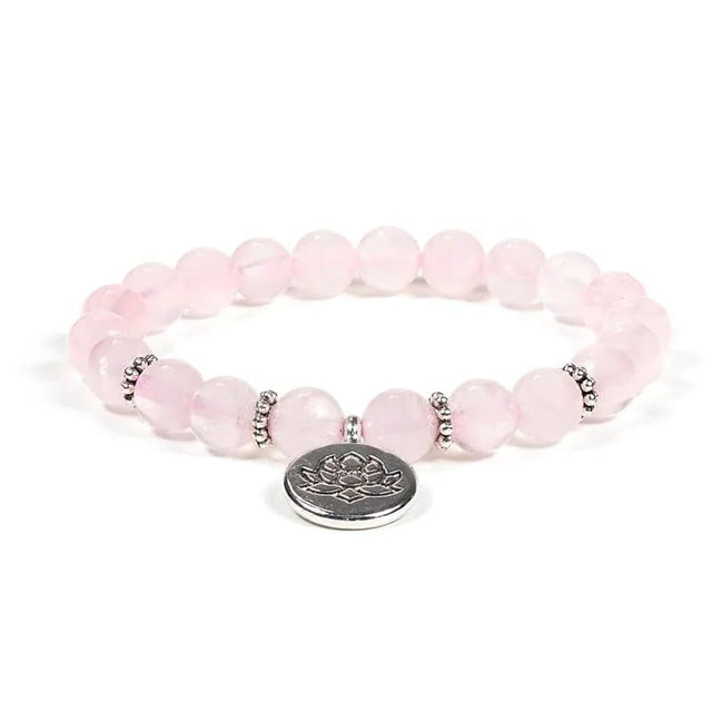 Mala/Armband Rosenquarz elastisch mit Buddha