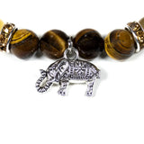 Armband Tigerauge/Rutilquarz mit Elefant Detailansicht