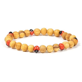 Palo Santo Armband mit Huayruro Perlen elastisch