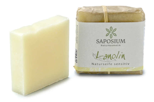 Handgemachte Saposium Lanolinseife Sensitiv – reichhaltige Naturseife mit 20 % Überfettung ohne Duftstoffe