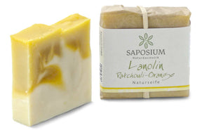 Handgemachte Saposium Lanolinseife Patchouli-Orange – Naturseife mit 20 % Überfettung und ätherischen Ölen
