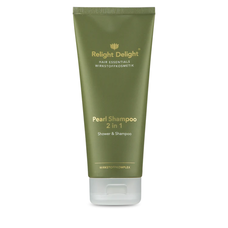 "Hair Essentials Pearl Shampoo 2-in-1 200ml - Luxuriöses Glanz-Shampoo mit Keratin und weißer Tee-Orange Duft, auch als Duschgel verwendbar