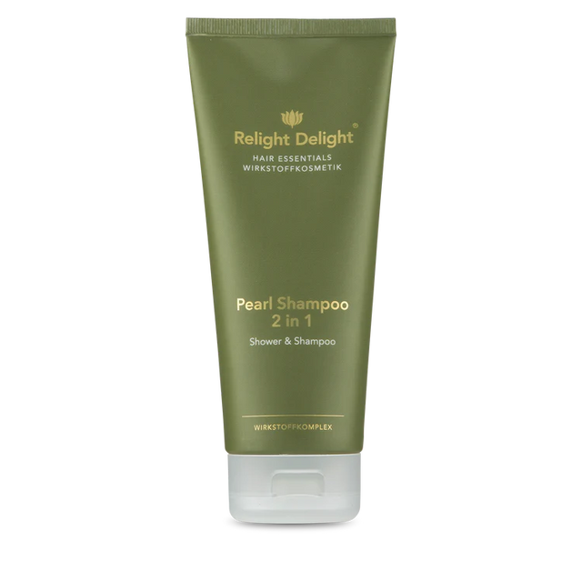 "Hair Essentials Pearl Shampoo 2-in-1 200ml - Luxuriöses Glanz-Shampoo mit Keratin und weißer Tee-Orange Duft, auch als Duschgel verwendbar