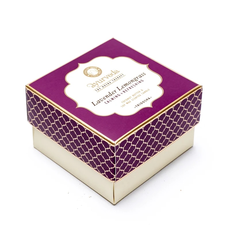 Duftende ayurvedische Trisdosha-Kerze, Lavendel und Zitronengras