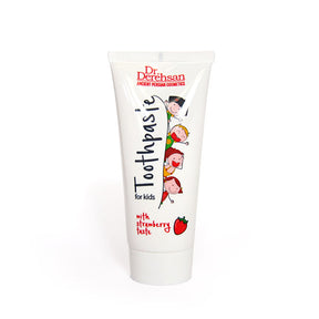 <h3 data-mce-fragment="1">Zahncreme für Kinder mit Erdbeergeschmack 50 ml ohne Fluorid mit Kaolin und Aktivkohle - Hristina Dr. Derehsan</h3> <p data-mce-fragment="1">Diese Zahncreme für Kinder mit Erdbeergeschmack ist perfekt für eine natürliche Reinigung und Pflege des Zahnschmelzes und Zahnfleisches. Der köstliche, kinderfreundliche Erdbeergeschmack und der enthaltene Wirkstoff Calcium sorgen für gesunde Zähne und effektiven Kariesschutz.</p>