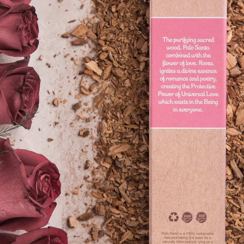 Sagrada Madre Räucherwerk Palo Santo & Rose Rückseite der Verpackung