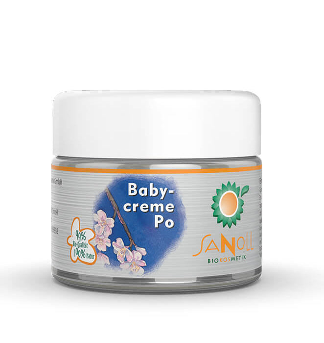 Sanoll Biokosmetik Babycreme Po 50 ml im Glastiegel – reichhaltige Windelcreme ohne Alkohol