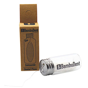 Bambudent Dental Floss – Zahnseide aus Maisstärke im nachfüllbaren Glasspender