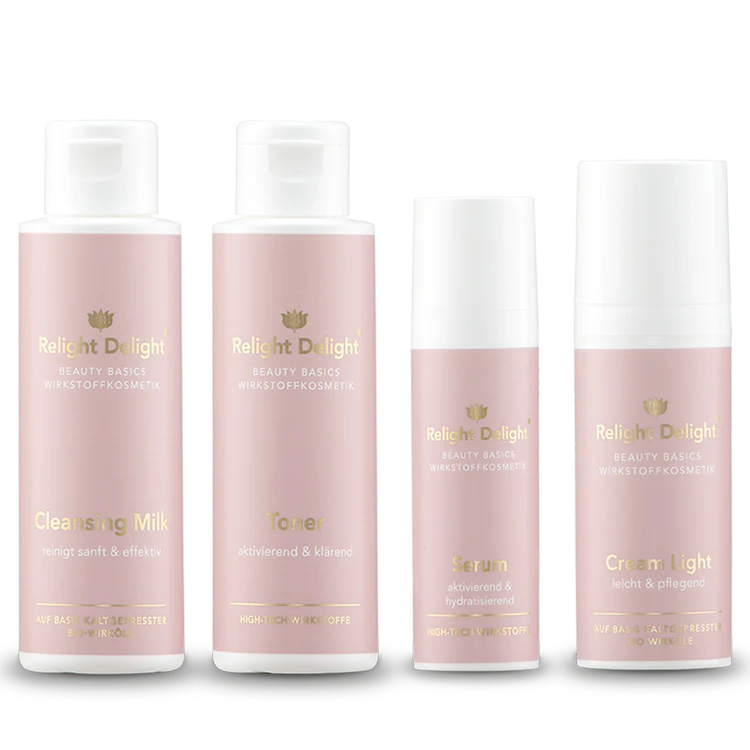 "Beauty Basics Gesichts-Set Light parfümfrei - 4-teiliges Hautpflege-Set ohne Duftstoffe für empfindliche und allergische Haut"