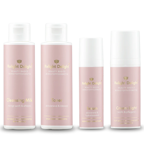 "Beauty Basics Gesichts-Set Light parfümfrei - 4-teiliges Hautpflege-Set ohne Duftstoffe für empfindliche und allergische Haut"