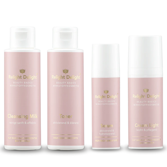 "Beauty Basics Gesichts-Set Light parfümfrei - 4-teiliges Hautpflege-Set ohne Duftstoffe für empfindliche und allergische Haut"