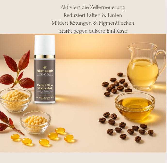 "Radiant Glow Vitality Mask Spa-Anwendung - Luxuriöse Glow-Pflege mit exotischen Bio-Ölen"
