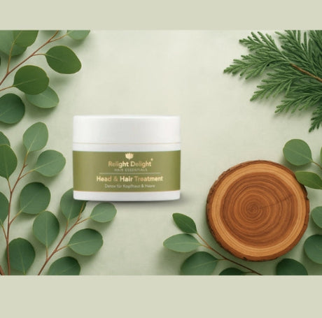 Das Bild spiegelt den Detox- und Spa-Charakter des Head & Hair Treatments wider - mit natürlichen Elementen  und heilenden Pflanzenextrakten.