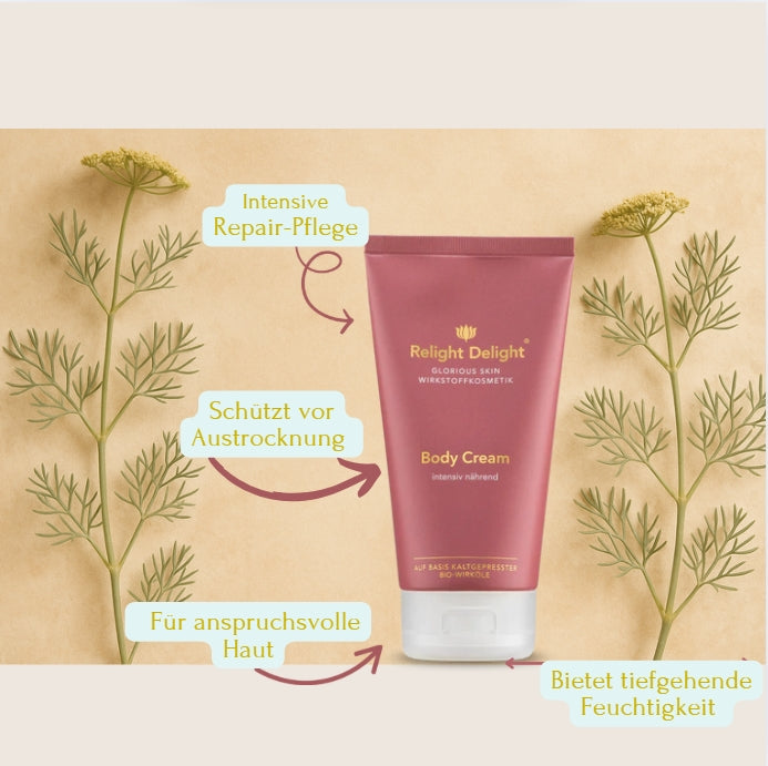 "Glorious Skin Body Cream Produktdetails - Feuchtigkeitsspendende Körperpflege für weiche und gepflegte Haut"