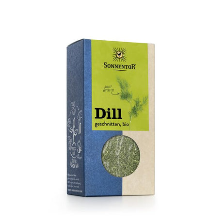 Bio Dill geschnitten – aromatisches Gurkenkraut für Salate, Fischgerichte und Dips, süßlich‑frisch und naturbelassen.