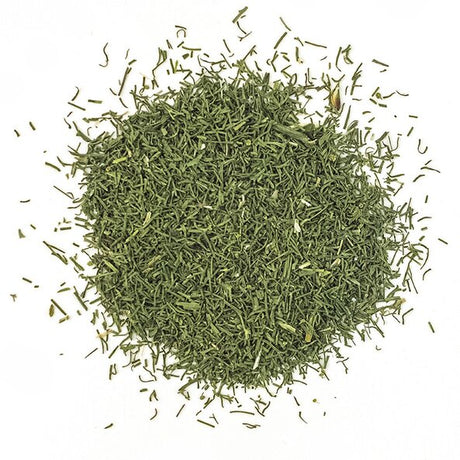 getrocknetes Gewürz -Bio Dill geschnitten – aromatisches Gurkenkraut für Salate, Fischgerichte und Dips, süßlich‑frisch und naturbelassen.