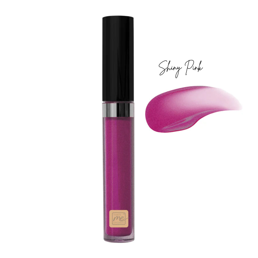 „Bio-Lipgloss Shiny Pink, vegan, pflegend mit Rizinusöl & Bienenwachs, natürlicher Glanz, ohne Titandioxid“