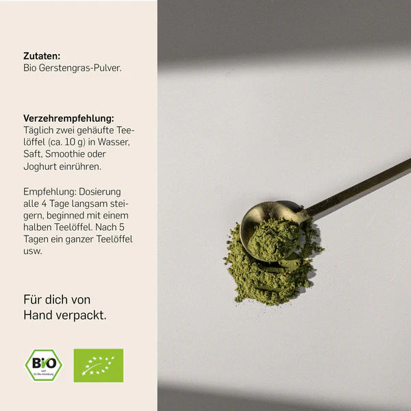 Bio Gerstengras Pulver – 100% naturbelassen & regional 500 g| Superfood aus deutschem Anbau - KURKRAFT