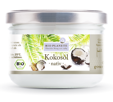 Bio Planète Kokosöl nativ – Hochwertiges, kaltgepresstes Kokosöl im nachhaltigen Schraubglas. Ideal zum Braten, Backen und zur Hautpflege."