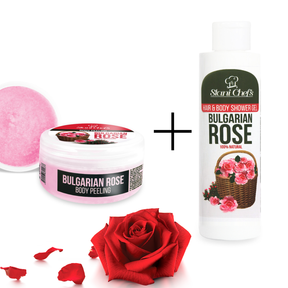 Set bulgarische Rose Duschgel plus Körperpeeling