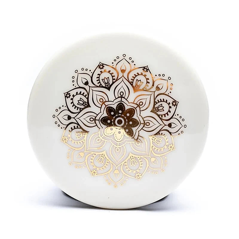 Weißes Mandala - Teetasse mit Sieb und Deckel