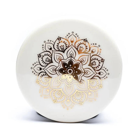 Weißes Mandala - Teetasse mit Sieb und Deckel