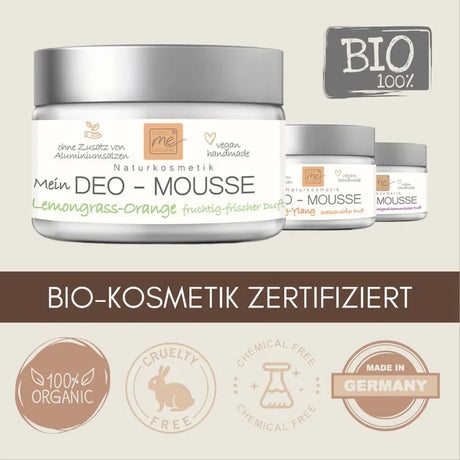 „Naturkosmetik Deo‑Creme im Glastiegel –BIO 100% verschiede Varianten