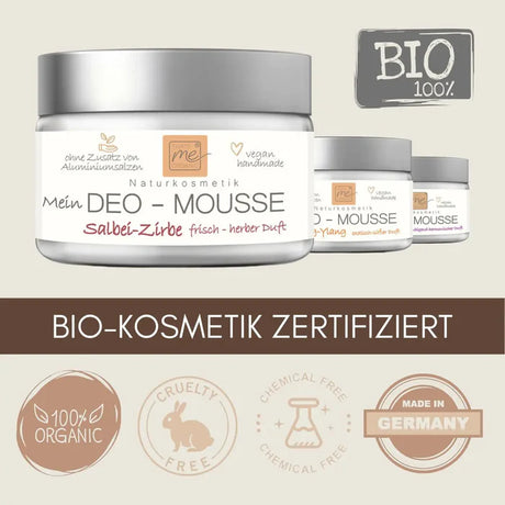 „Handgemachtes Deo‑Mousse mit Zirbenöl und Salbei“ und weitere Varianten