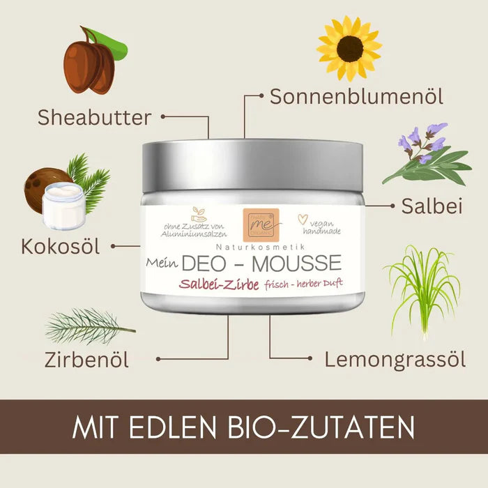 „Naturkosmetik Deo‑Creme im Glastiegel – Salbei Zirbe“
