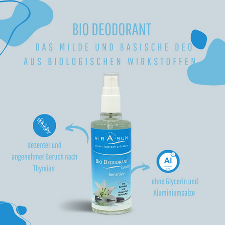 "AIRASUN Bio Deodorant Inhaltsstoffe - basische Formel ohne schädliche Chemikalien"