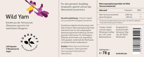 Etikett  der Dose Wild Yam von Kurkraft