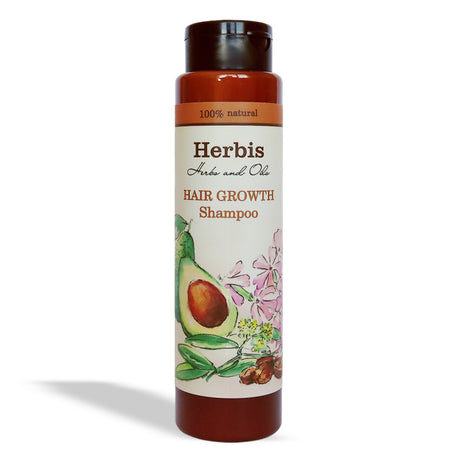 „HERBIS Shampoo für Haarwachstum 300 ml – pflanzliche Haarpflege mit Argan, Jojoba & Seifenkraut.