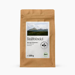 Papierstandbeutel mit Kraftbündeltee 100g