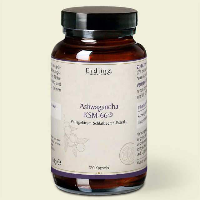 „Ashwagandha KSM-66 vegan – 120 Kapseln im Mironglas, hochwertiger ayurvedischer Extrakt aus Wurzel, 100% natürlich und rein“