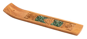 Keltischer Knoten mit Aventurin Holzhalter für Räucherstäbchen