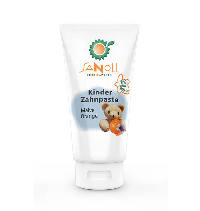 Sanoll Biokosmetik Kinder Zahnpaste Malve-Orange 75 ml Tube – tensidfreie Kinder-Zahncreme