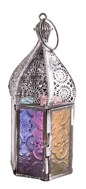 Orientalisches Licht "1001 Nacht" Eisen antik und Buntglas lila