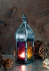 Orientalisches Licht "1001 Nacht" Eisen antik und Buntglas lila