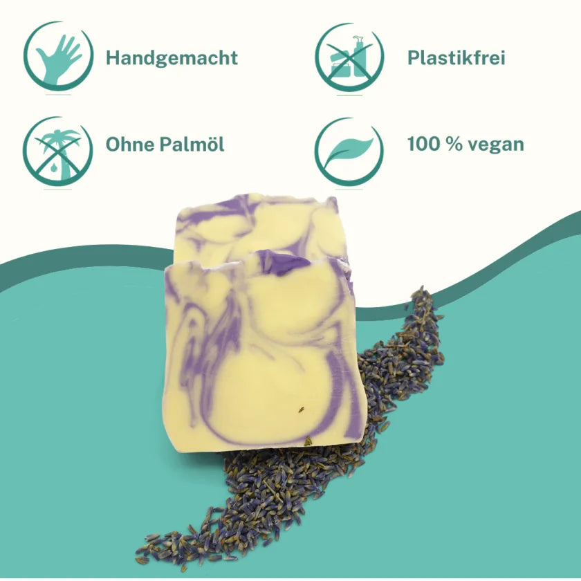 
Nachhaltig verpackte, handgemachte Naturseife von Kleine Auszeit – vegan, palmölfrei und plastikfrei
