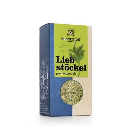 Bio Liebstöckel geschnitten 15 g – aromatisches Maggikraut für Suppen, Eintöpfe und Gemüsegerichte in nachhaltiger Verpackung.
