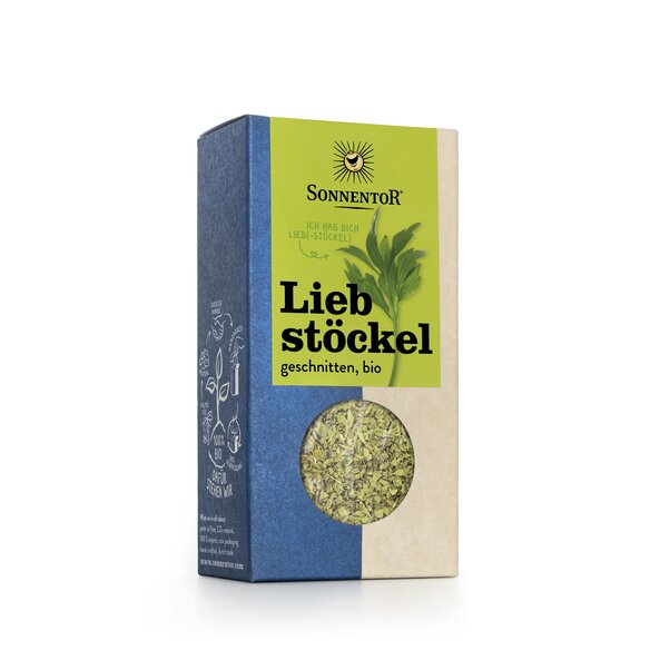 Bio Liebstöckel geschnitten 15 g – aromatisches Maggikraut für Suppen, Eintöpfe und Gemüsegerichte in nachhaltiger Verpackung.
