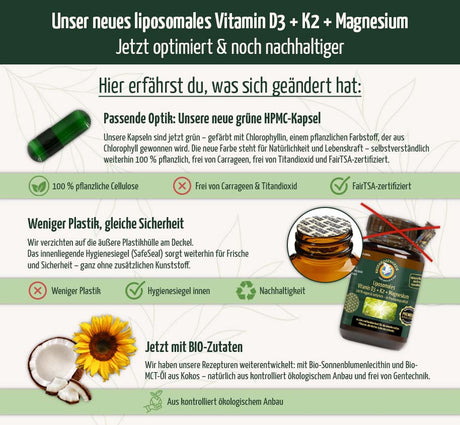 „Vitamin D3 K2 Magnesium mit Bio‑Lecithin und MCT‑Öl – Braunglas“