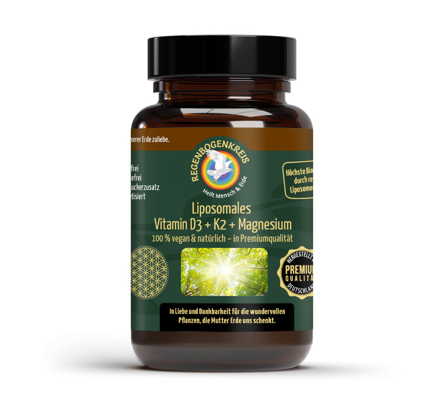 „Liposomales Vitamin D3 + K2 + Magnesium – Regenbogenkreis – 30 Kapseln“