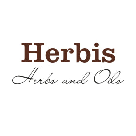 Logo von Herbis Herbs and Oils in brauner Schrift