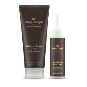 MAN - Haarpflegeset - Hair & Body Duo  – Shampoo mit Ginseng und Ingwer von Relight Delight und Haar Tonic