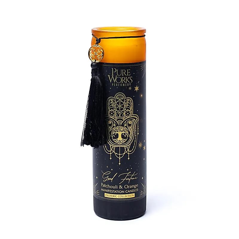 MANIFESTATIONSKERZE GOOD FORTUNE IM GLAS MIT QUASTE 300g