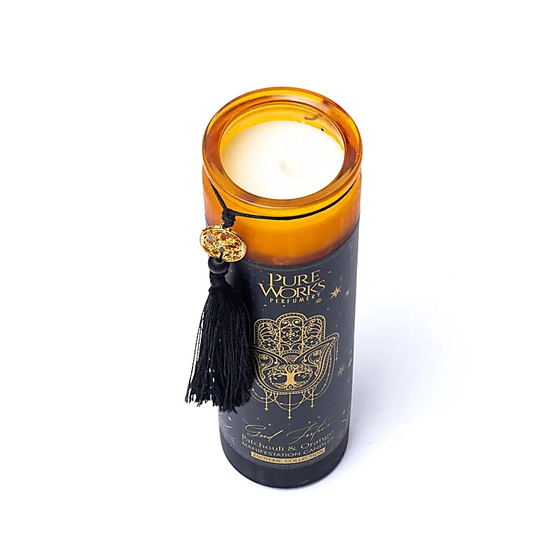 MANIFESTATIONSKERZE GOOD FORTUNE IM GLAS MIT QUASTE 300g
